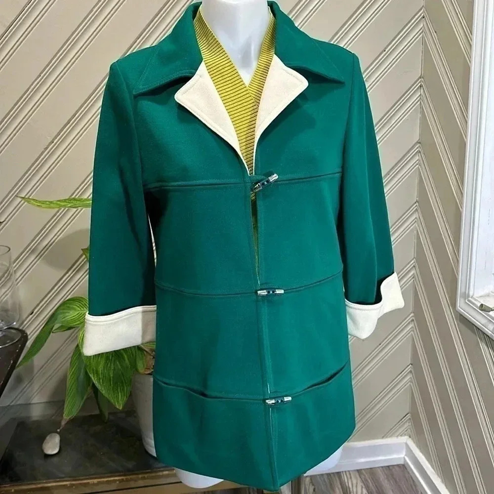 Vintage Butte Knot Toggle Jacket Green White Medium